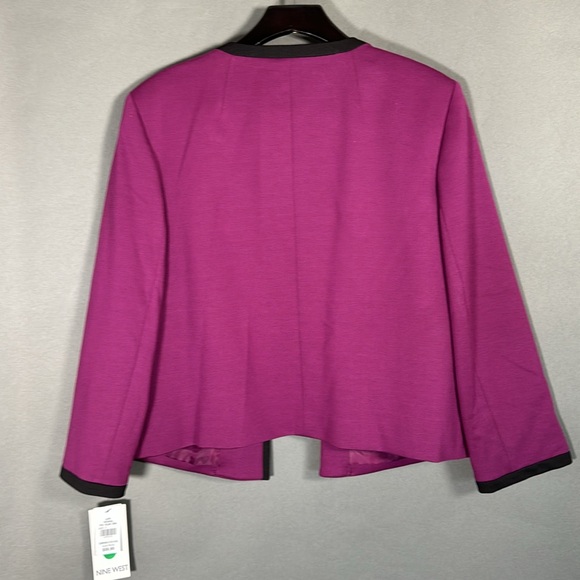 Nine West, size 12, plum and black, Ponte Jewel Neck Jacket, NWT - Picture 4 of 9